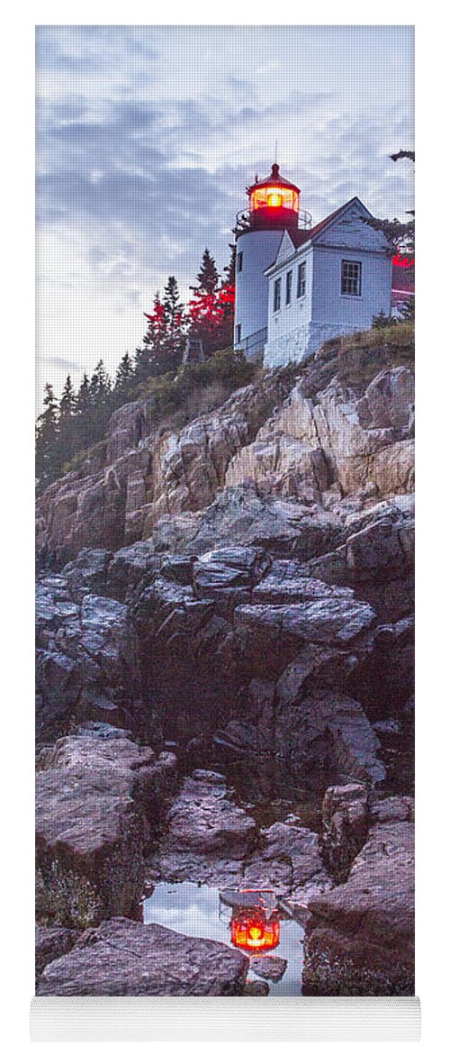 Bass Harbor Yoga Mat featuring the photograph Bass Harbor Light Reflection by Crystal Nederman