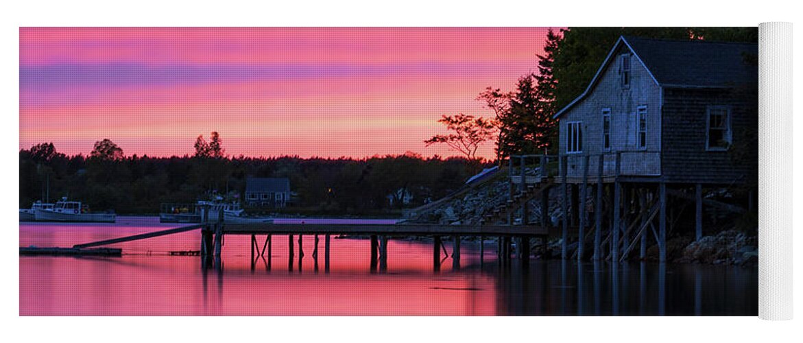 Bass Harbor Yoga Mat featuring the photograph Bass Harbor Sunset by Holly Ross