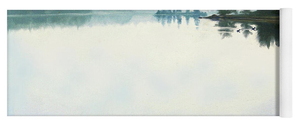 158 Yoga Mat featuring the painting Bass Lake Restoule by Phil Chadwick