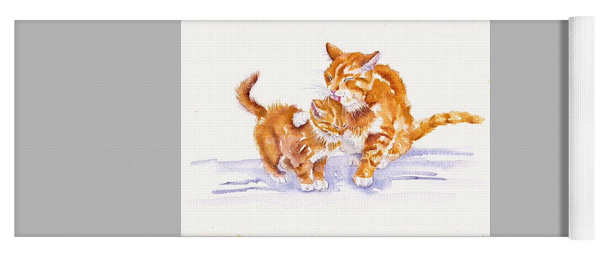 Cats Yoga Mat featuring the painting Bath Time by Debra Hall
