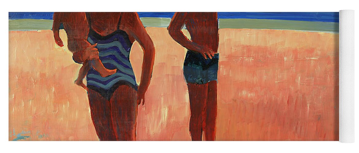 Beach Yoga Mat featuring the painting Bathers 88 by Thomas Tribby