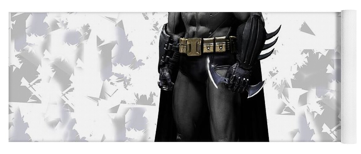 Batman Yoga Mat featuring the mixed media Batman Splash Super Hero Series by Movie Poster Prints