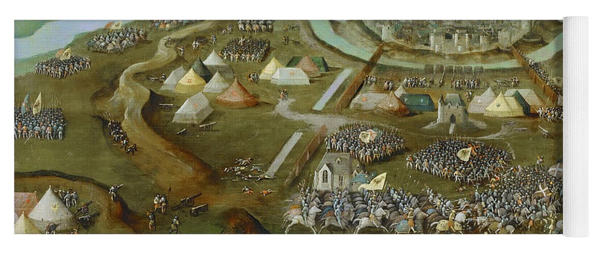 Joachim Patinir Yoga Mat featuring the painting Battle of Pavia by Joachim Patinir