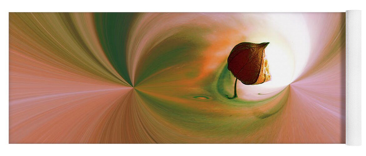 Be Happy Yoga Mat featuring the digital art Be Happy Green-rose with Physalis by Eva-Maria Di Bella