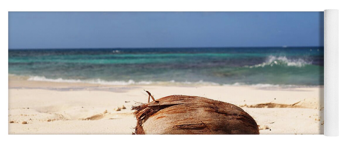 Anguilla Yoga Mat featuring the photograph Beach Coconut in Anguilla on Shoal Beach in Shoal Bay by Toby McGuire