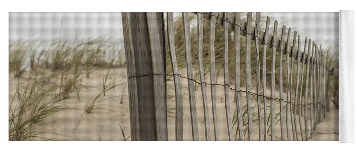 Barrier Yoga Mat featuring the photograph Beach Fence by Juli Scalzi