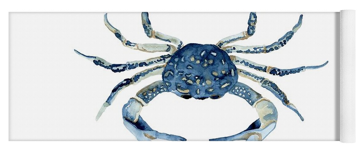Sea Life Yoga Mat featuring the painting Beach House Sea Life Blue Crab by Audrey Jeanne Roberts