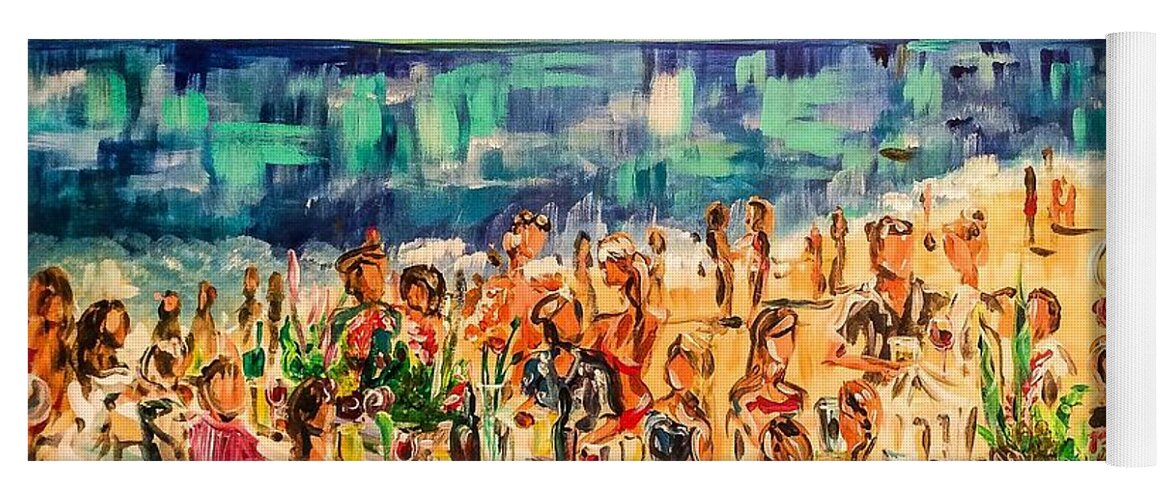 Beach Yoga Mat featuring the painting Beach party by Lisa Owen