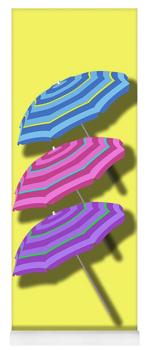 Beach Yoga Mat featuring the digital art Beach Umbrellas Design by Edward Fielding