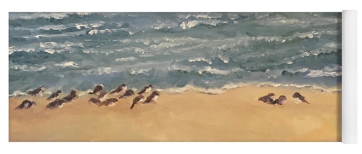 Ocean Yoga Mat featuring the painting Beachcombers by Marg Wolf