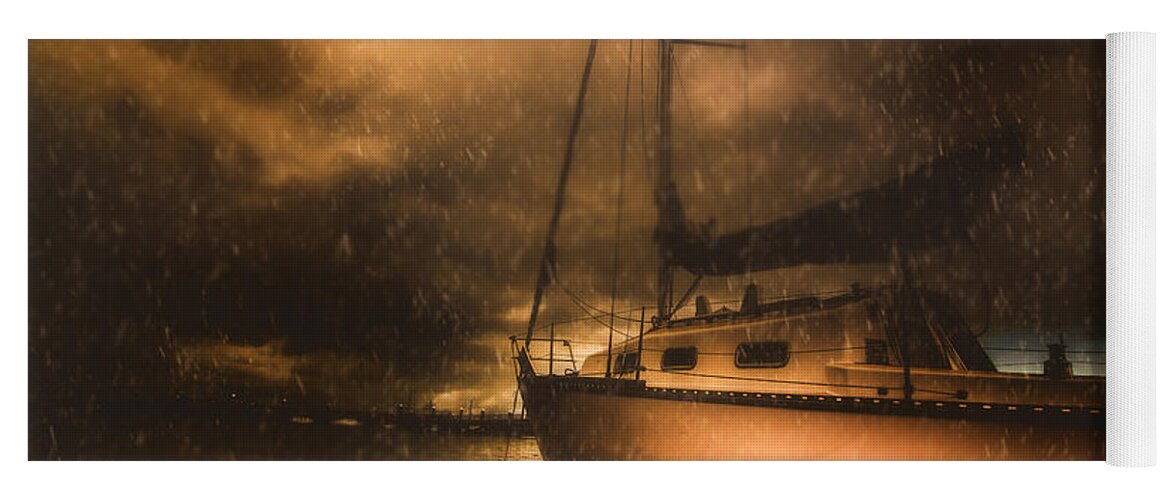 Artistic Yoga Mat featuring the photograph Beached sailing boat by Jorgo Photography
