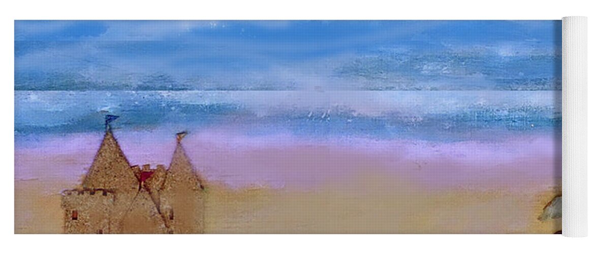 Beach Yoga Mat featuring the mixed media Beaches Castle by Mary Ann Leitch