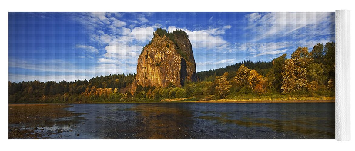 Water Yoga Mat featuring the photograph Beacon Rock in the Morning by John Christopher