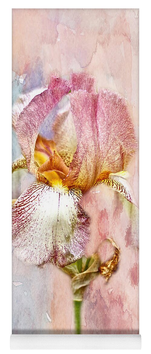 Iris Yoga Mat featuring the photograph Bearded Iris in Pastels by Carol Senske