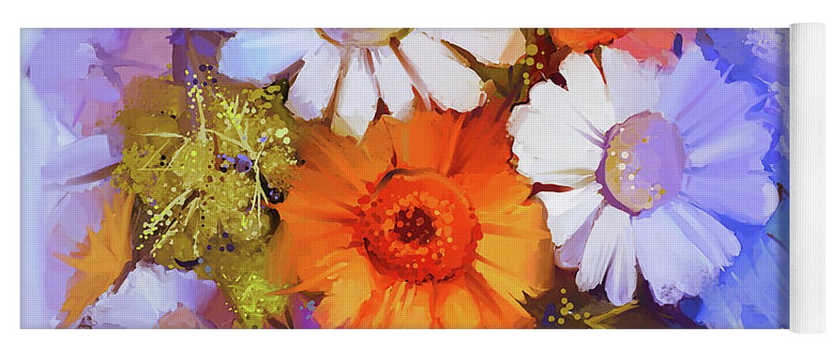 Flowers Yoga Mat featuring the painting Beautiful Blooms by Gull G