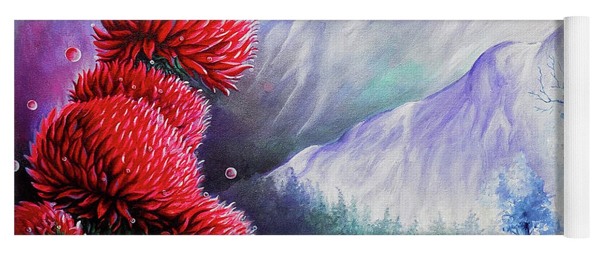 Beautiful Scenery The Red Flowers Yoga Mat by Asp Arts - Fine Art