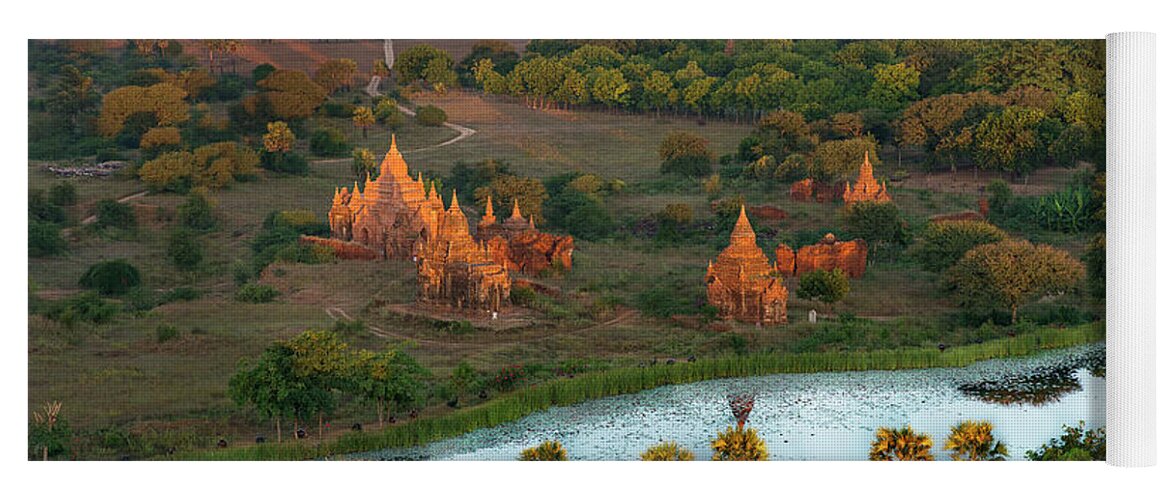 Lights Yoga Mat featuring the photograph Beautiful sunrise in Bagan by Pradeep Raja Prints
