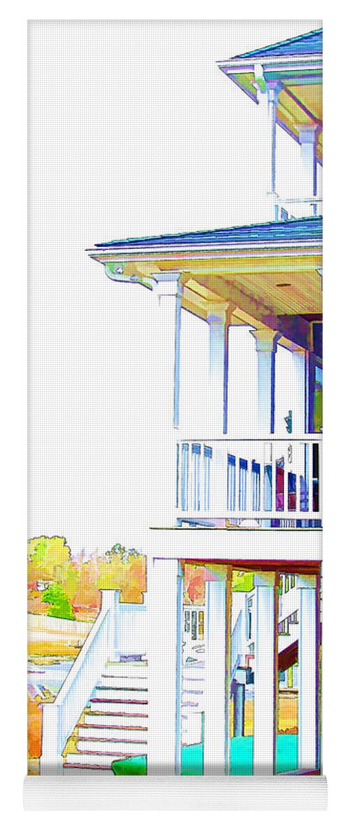 Suburban Yoga Mat featuring the painting Beautiful waterfront home by Jeelan Clark