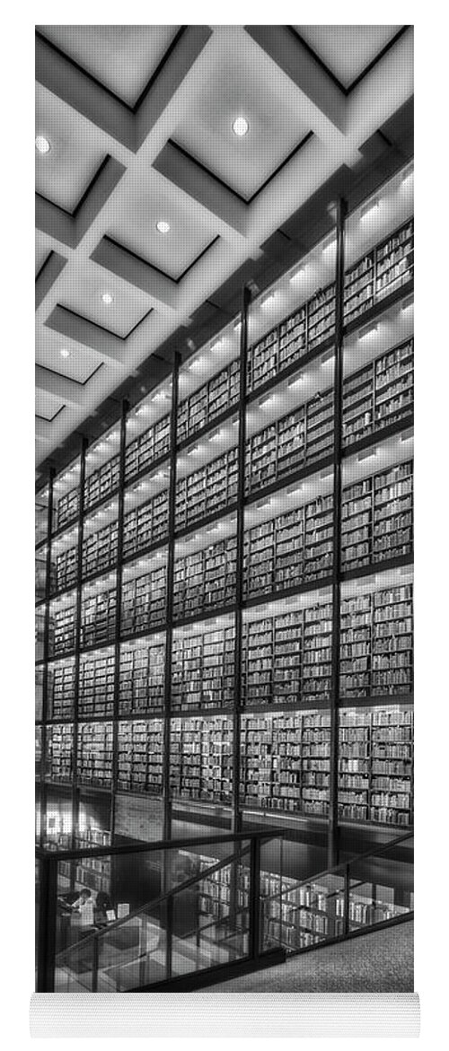 Yale University Library Yoga Mat featuring the photograph Beinecke Rare Book and Manuscript Library BW by Susan Candelario