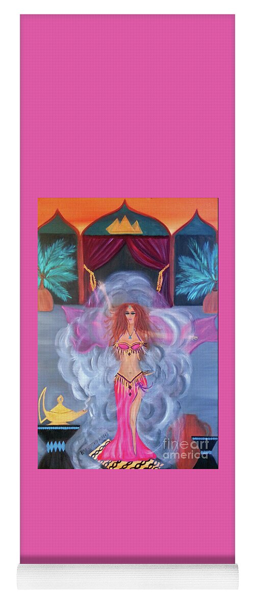 Belly Dance Yoga Mat featuring the painting Belly Dance Genie by Artist Linda Marie