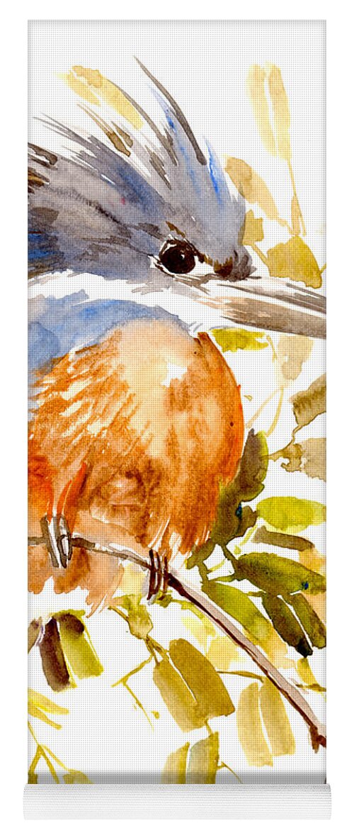 Kingfisher Yoga Mat featuring the painting Belted Kingfisher by Suren Nersisyan