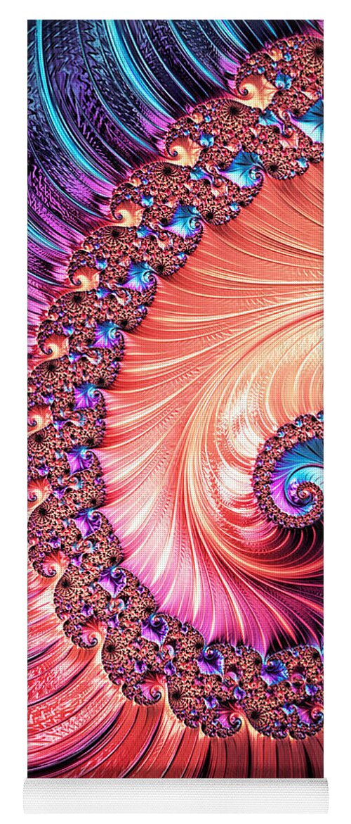 Fractal Yoga Mat featuring the digital art Beneath the Sea Spiral by Kathy Kelly