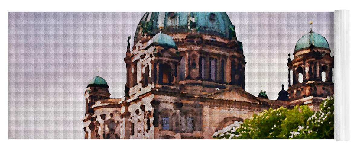 Berlin Cathedral Yoga Mat featuring the photograph Berlin Cathedral Faux Watercolor by Endre Balogh