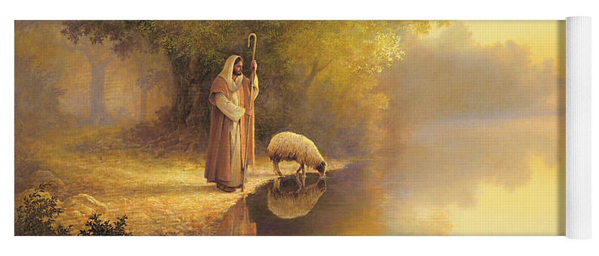 Jesus Yoga Mat featuring the painting Beside Still Waters by Greg Olsen
