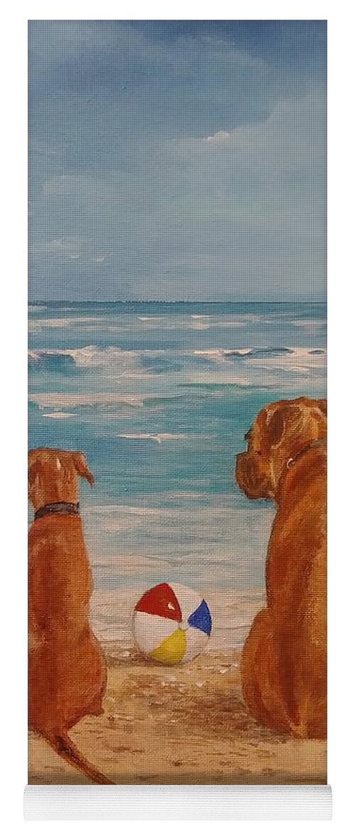 Beach Yoga Mat featuring the painting Best Friends by Sinisa Saratlic