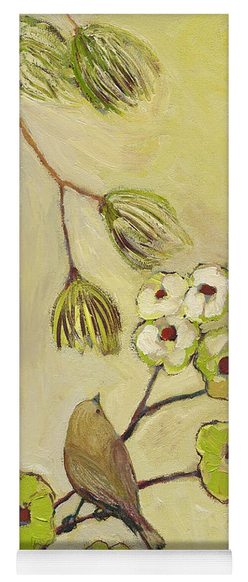 Bird Yoga Mat featuring the painting Beyond the Dogwood Tree by Jennifer Lommers