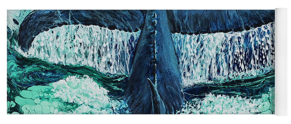 Whale Yoga Mat featuring the painting Big Splash On Maui by Darice Machel McGuire