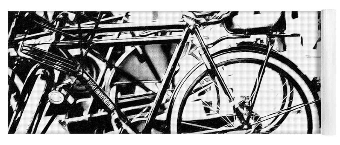 Bike Yoga Mat featuring the photograph Bike on Amsterdam Street by Jenny Rainbow
