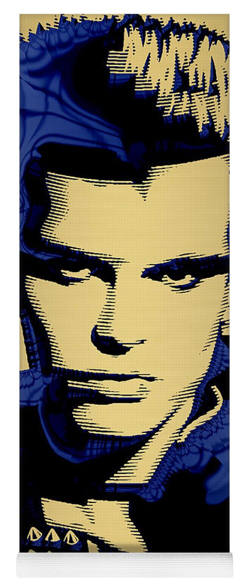 Rock And Roll Yoga Mat featuring the mixed media Billy Idol Gold by Marvin Blaine