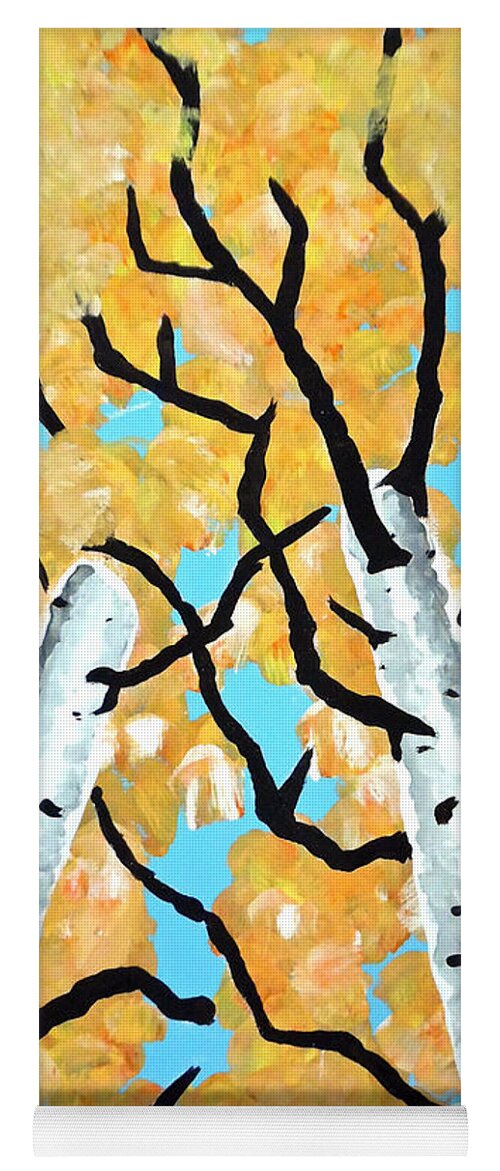 Aspen Birch Yoga Mat featuring the painting Birch Trees by Jilian Cramb - AMothersFineArt