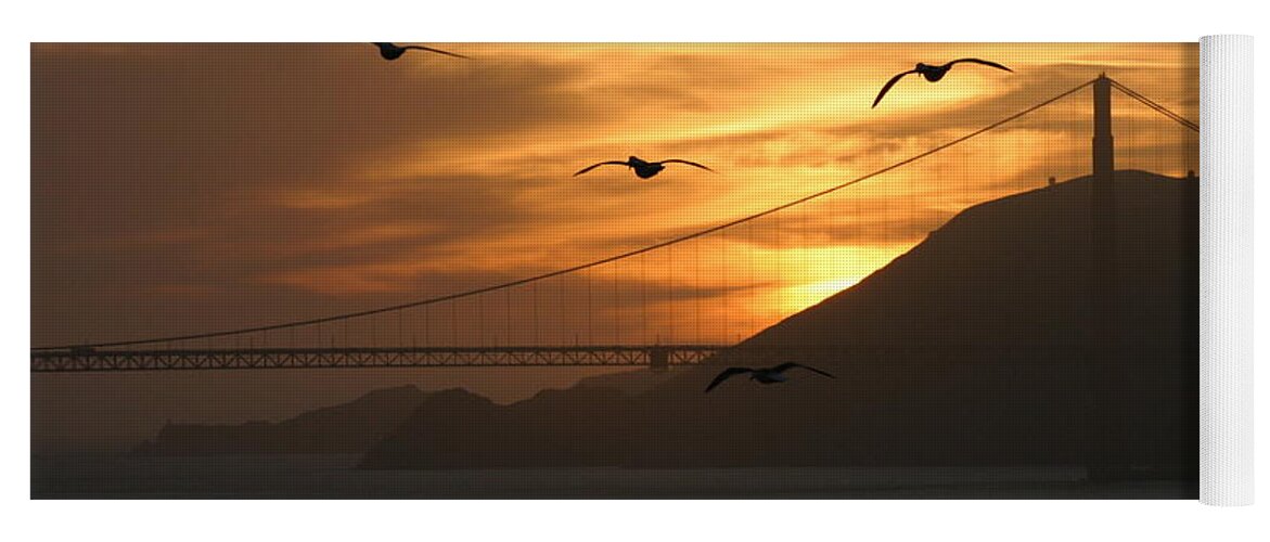 Golden Gate Bridge Yoga Mat featuring the photograph Birds by the Bay by Jeff Floyd CA