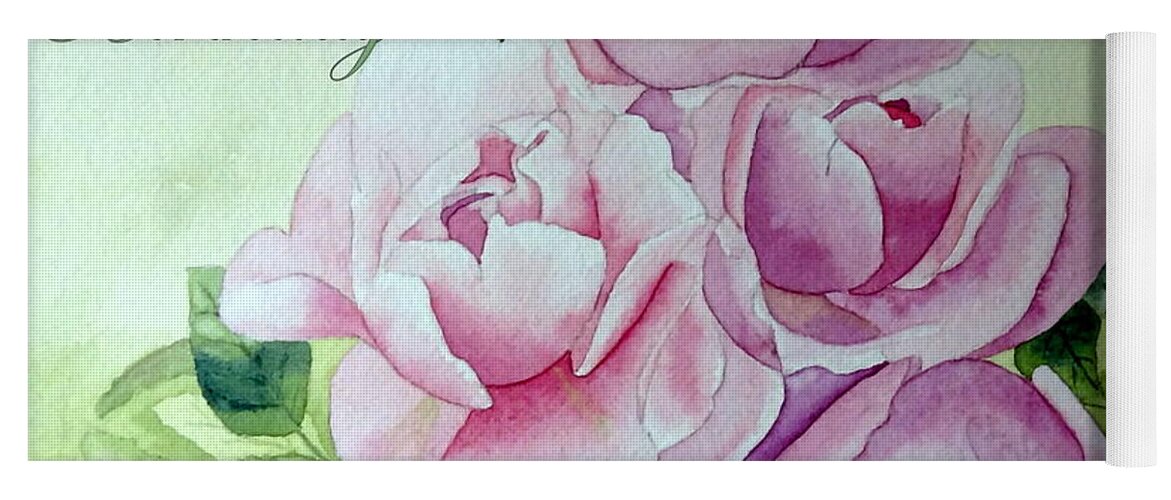 Roses Peonies Yoga Mat featuring the painting Birthday Peonies by Laurel Best