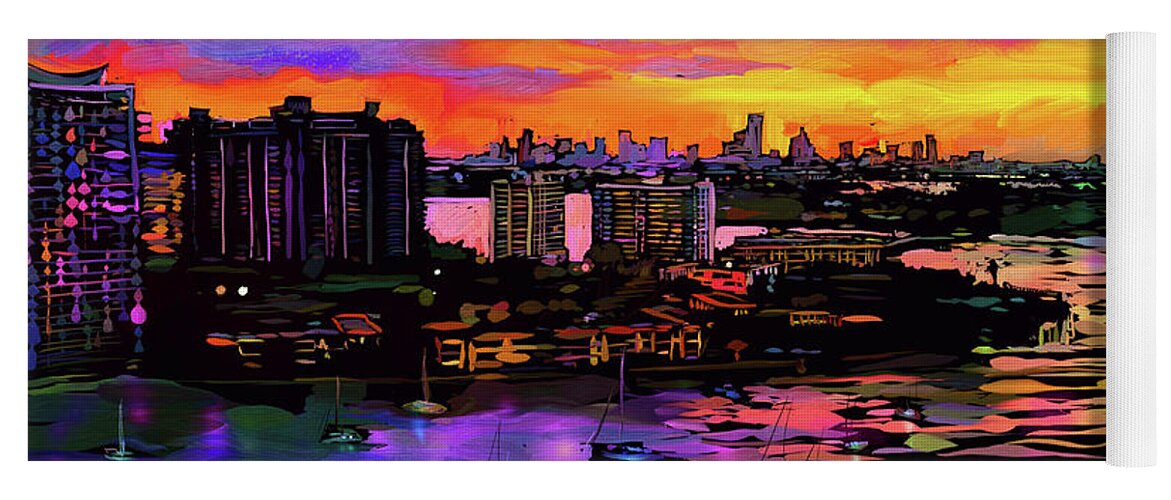 Biscayne Bay Yoga Mat featuring the painting Biscayne Bay, Miami by DC Langer