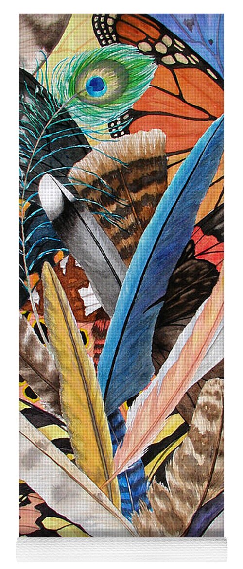 Feathers Yoga Mat featuring the painting Bits of Flight by Lucy Arnold