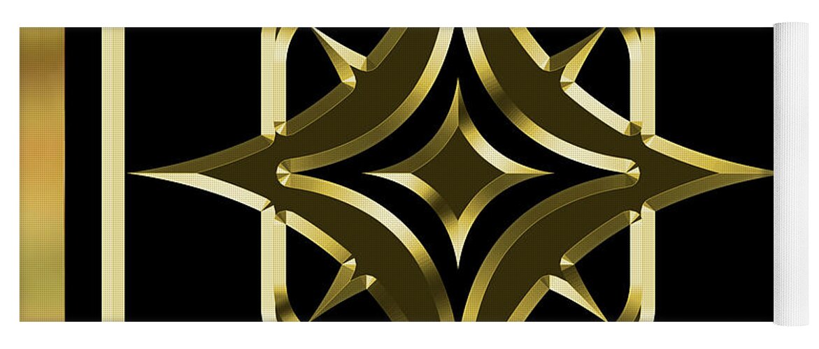 Black And Gold 10 - Chuck Staley Yoga Mat featuring the digital art Black and Gold 10 by Chuck Staley
