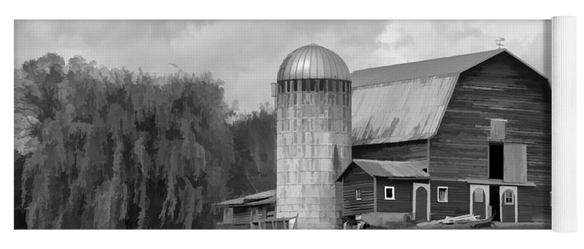Barn Yoga Mat featuring the photograph Black and White Barn by Donna Doherty