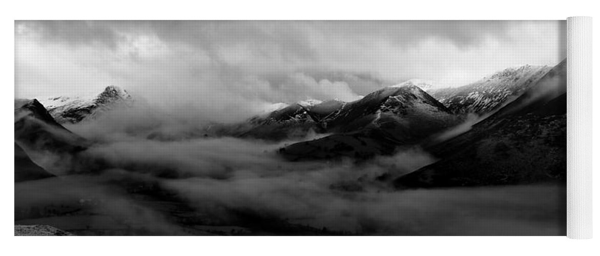 Nature Yoga Mat featuring the photograph Black and white panorama at Catbells by Lukasz Ryszka