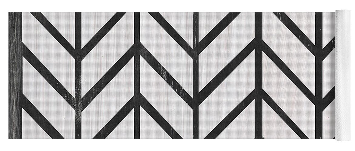 Quilt Yoga Mat featuring the painting Black and White Quilt by Debbie DeWitt