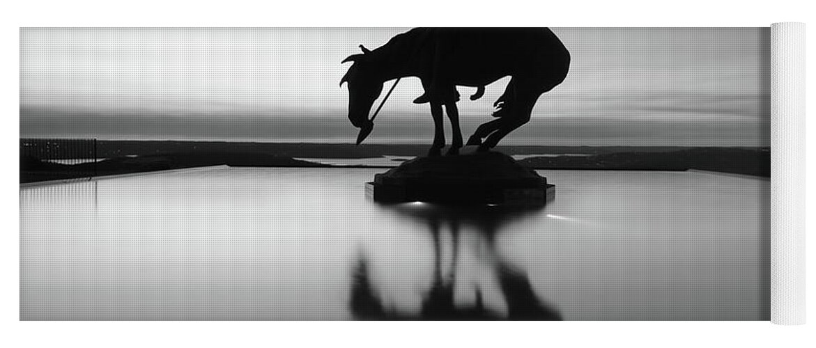 America Yoga Mat featuring the photograph Black and White Silhouette Reflections of Native America - Top of the Rock Missouri by Gregory Ballos