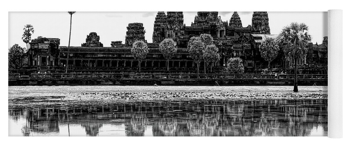 Angkor Wat Yoga Mat featuring the photograph Black Angkor Wat Cambodia by Chuck Kuhn