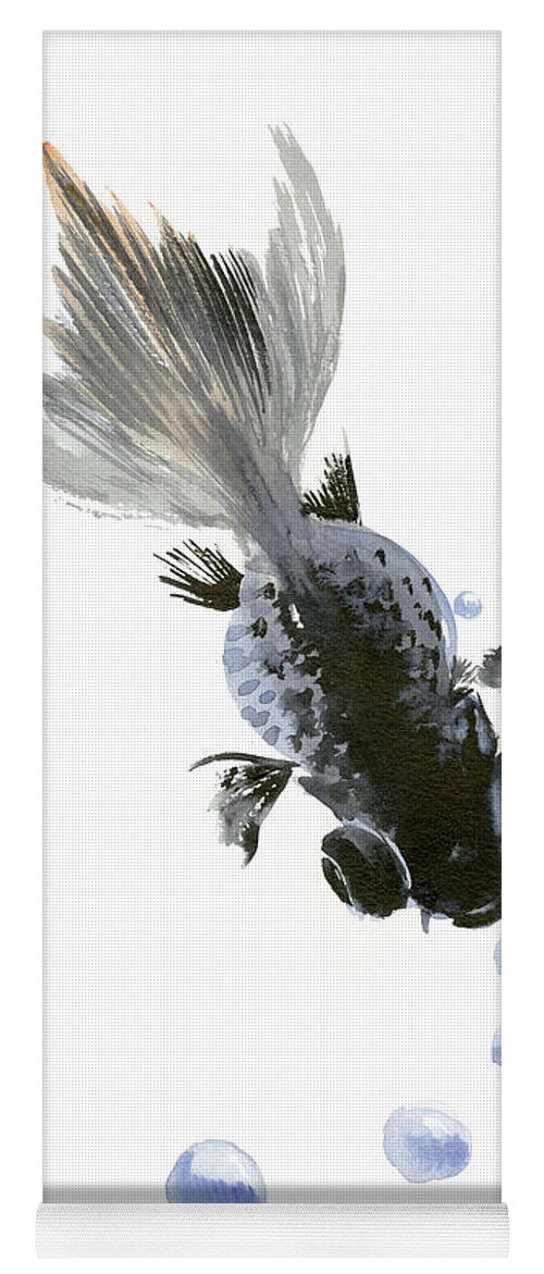 Black Moor Yoga Mat featuring the painting Black Fish by Suren Nersisyan