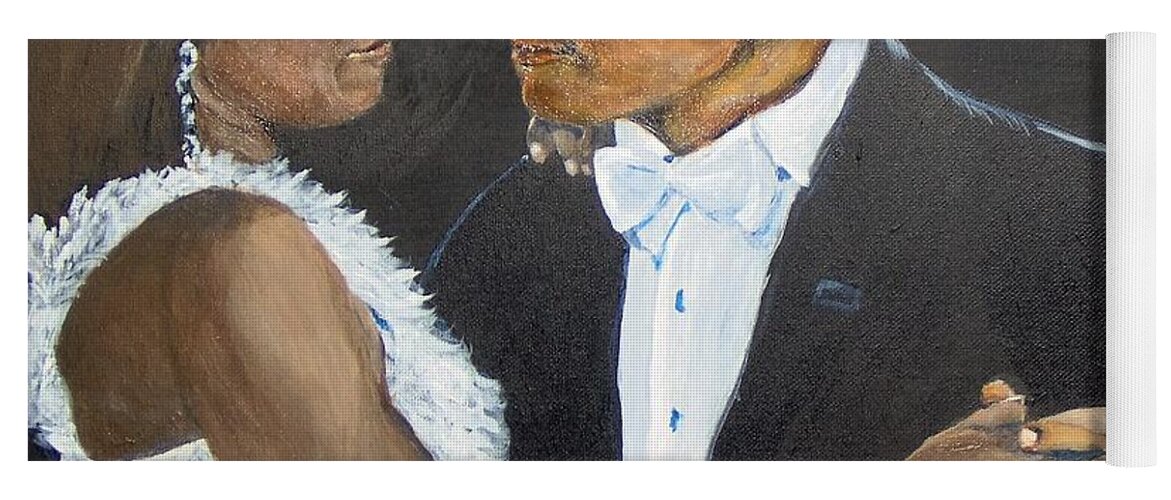 Barack Obama Yoga Mat featuring the painting Black Love is Black Power by Saundra Johnson