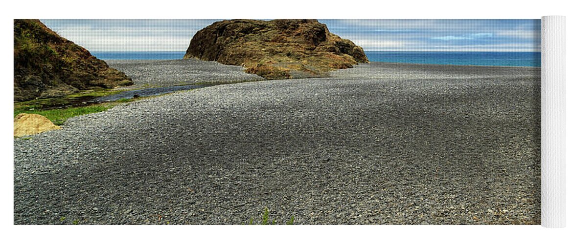 Black Sand Yoga Mat featuring the photograph Black Sand Beach On The Lost Coast by James Eddy