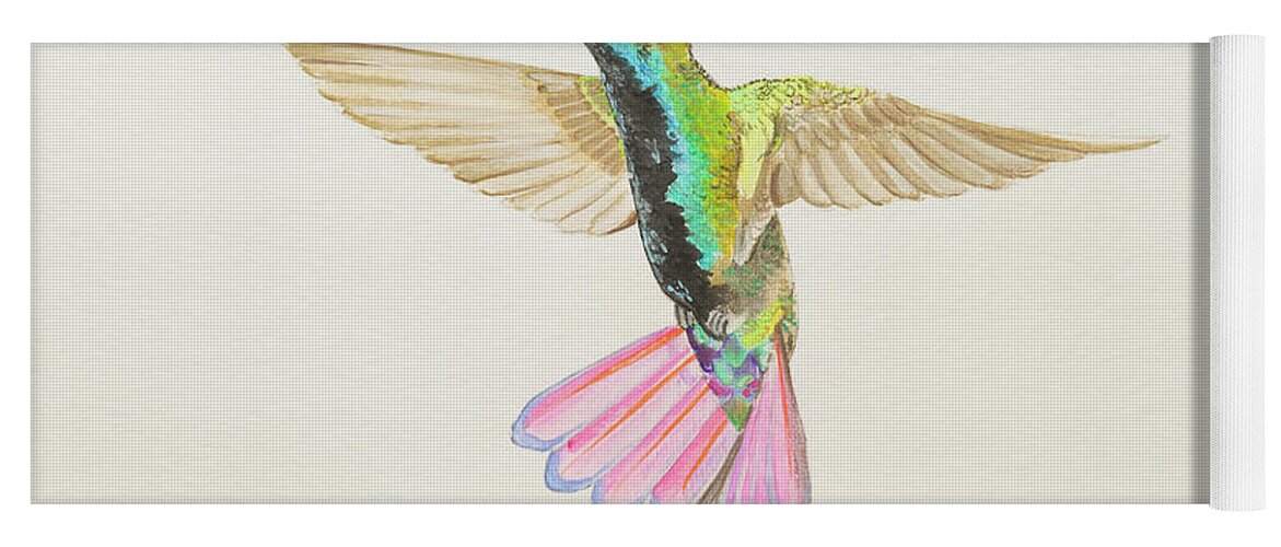Black Throated Mango Yoga Mat featuring the painting Black-throated mango by Stefanie Forck