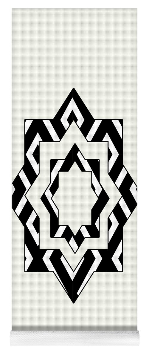 Black And White Yoga Mat featuring the mixed media Black White Pattern Art by Christina Rollo