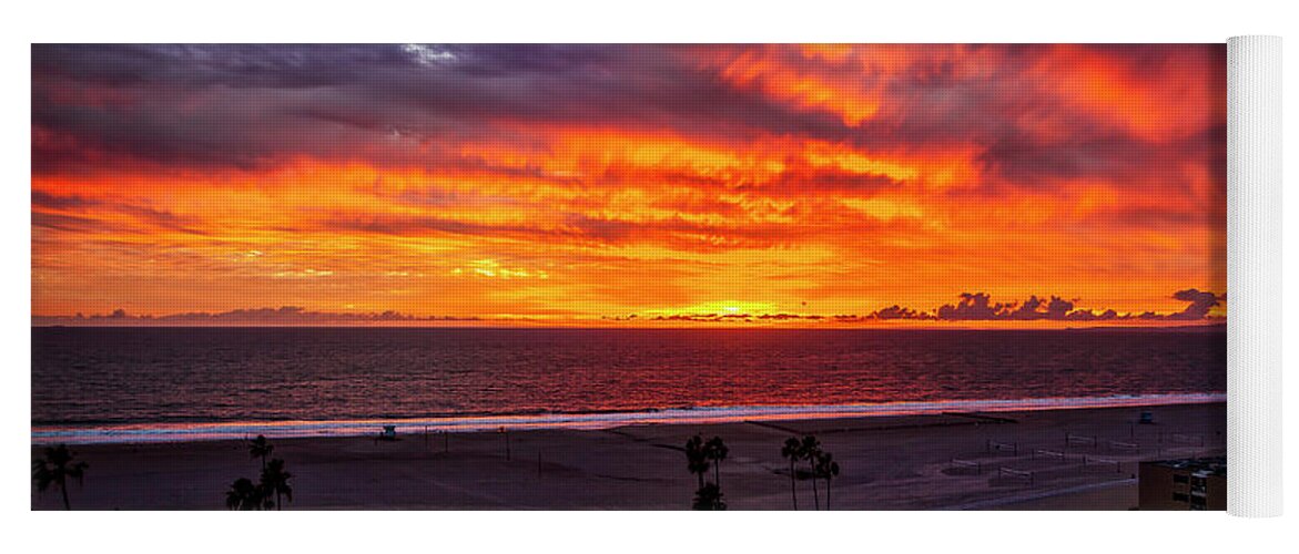 Sunset Yoga Mat featuring the photograph Blazing Sunset Over Malibu by Gene Parks